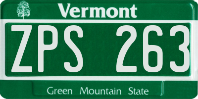 VT license plate ZPS263