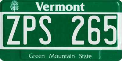 VT license plate ZPS265