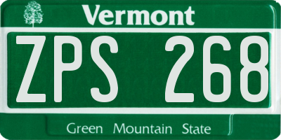 VT license plate ZPS268