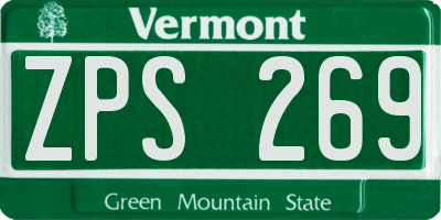 VT license plate ZPS269