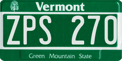 VT license plate ZPS270
