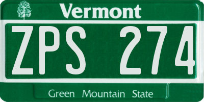 VT license plate ZPS274