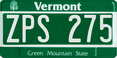 VT license plate ZPS275