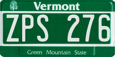 VT license plate ZPS276