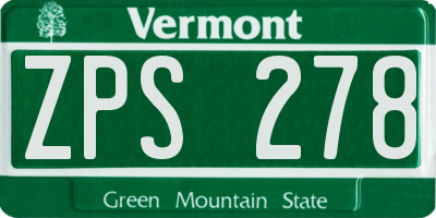 VT license plate ZPS278