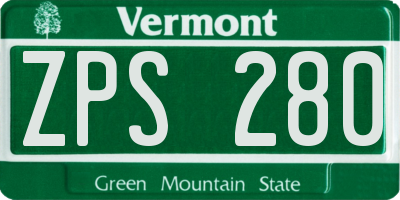 VT license plate ZPS280