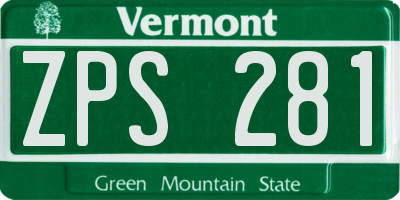VT license plate ZPS281