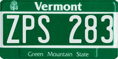 VT license plate ZPS283
