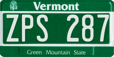 VT license plate ZPS287