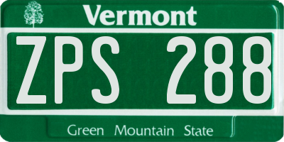 VT license plate ZPS288