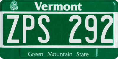 VT license plate ZPS292