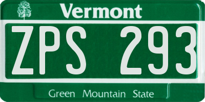 VT license plate ZPS293