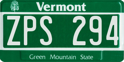 VT license plate ZPS294