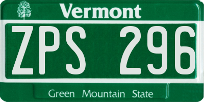 VT license plate ZPS296