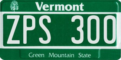 VT license plate ZPS300