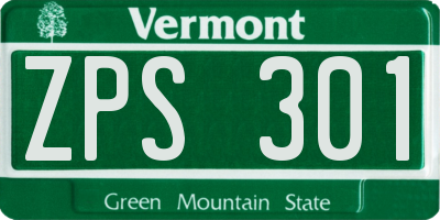 VT license plate ZPS301