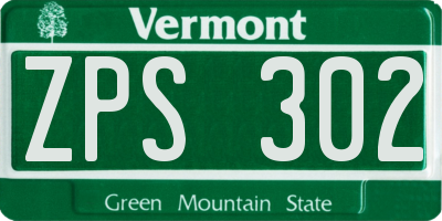 VT license plate ZPS302