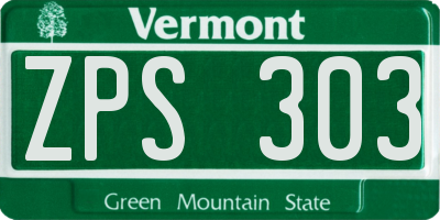 VT license plate ZPS303