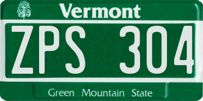 VT license plate ZPS304