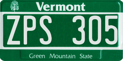 VT license plate ZPS305