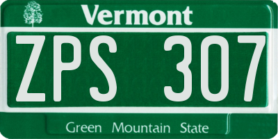 VT license plate ZPS307