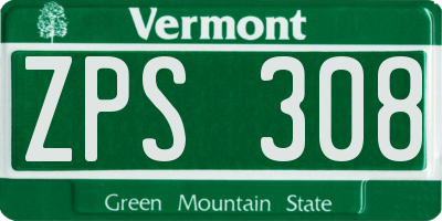 VT license plate ZPS308
