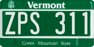 VT license plate ZPS311