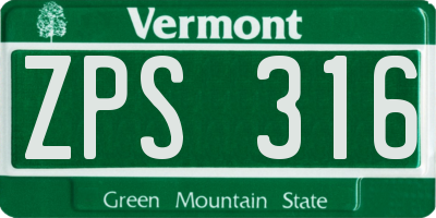 VT license plate ZPS316