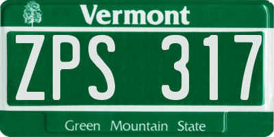 VT license plate ZPS317
