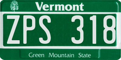 VT license plate ZPS318