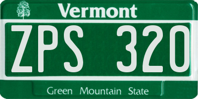 VT license plate ZPS320