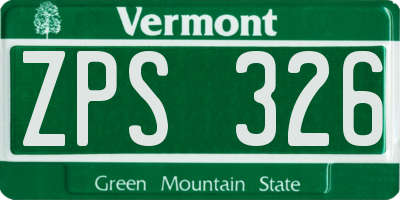 VT license plate ZPS326