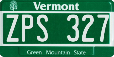 VT license plate ZPS327