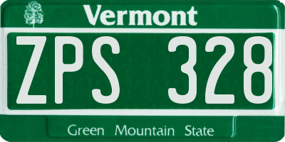 VT license plate ZPS328