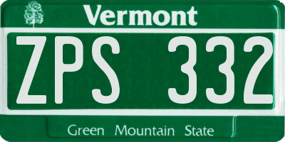 VT license plate ZPS332