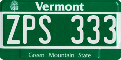 VT license plate ZPS333