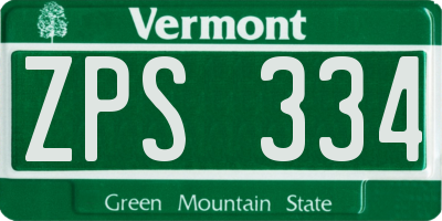 VT license plate ZPS334