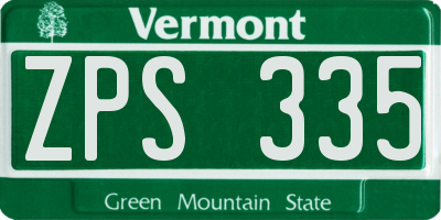 VT license plate ZPS335