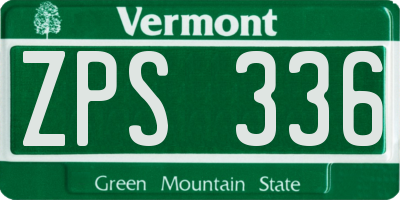 VT license plate ZPS336