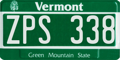 VT license plate ZPS338