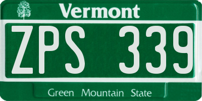 VT license plate ZPS339