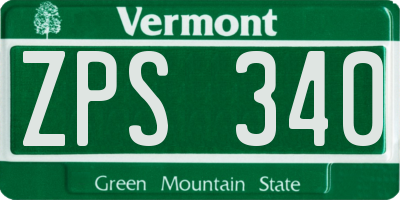VT license plate ZPS340