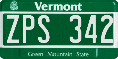 VT license plate ZPS342