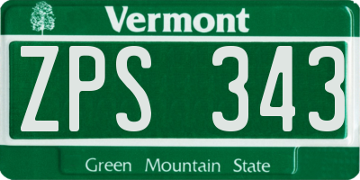 VT license plate ZPS343