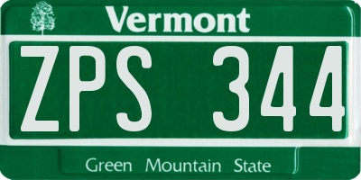 VT license plate ZPS344