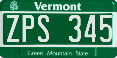 VT license plate ZPS345