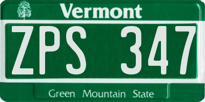 VT license plate ZPS347