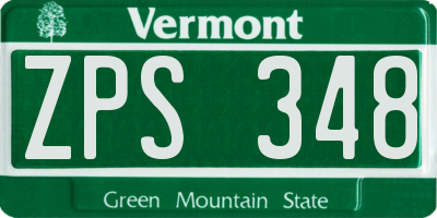 VT license plate ZPS348