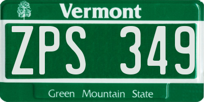 VT license plate ZPS349