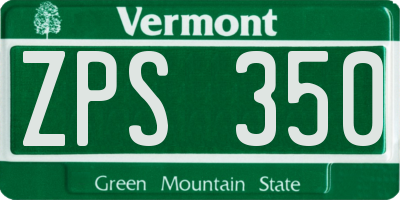 VT license plate ZPS350